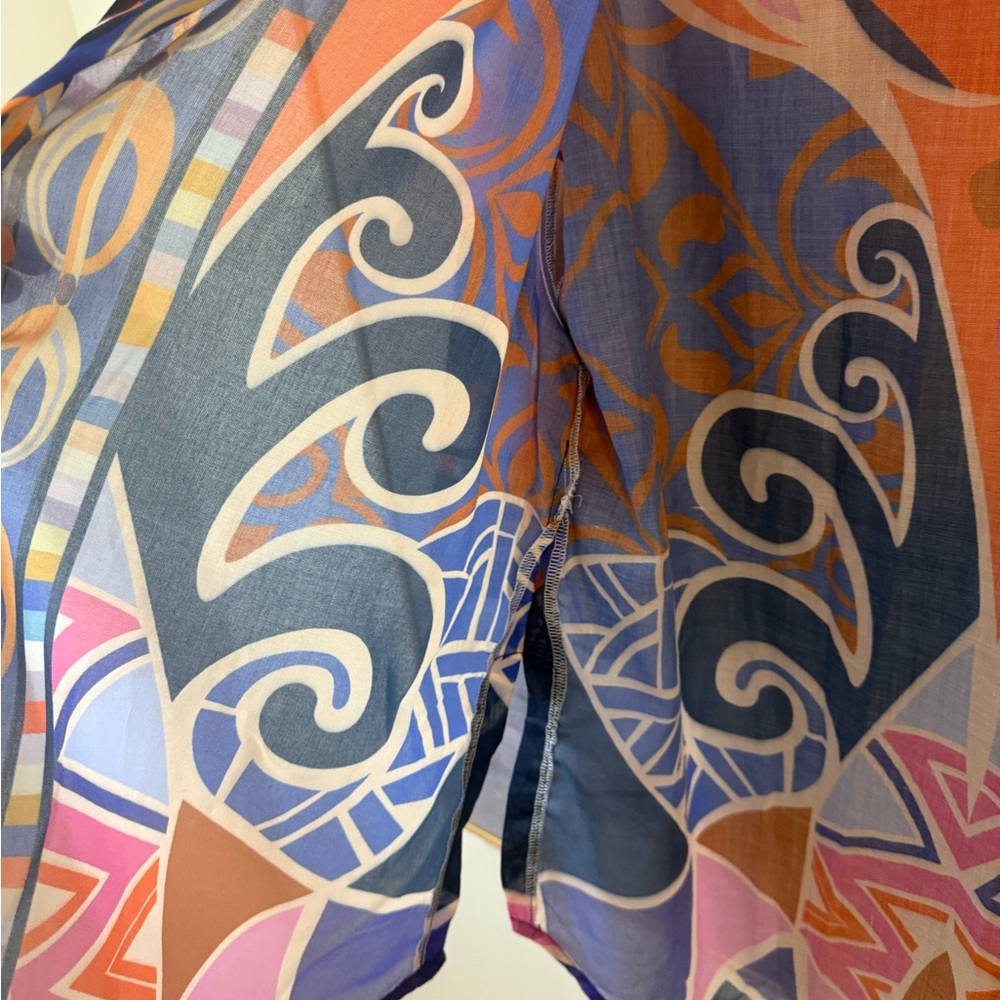 Colorful Geometric Patterned Button Up Resort Tunic - Picture 8 of 8